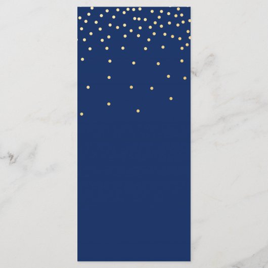 Carte de menu Mariage Blue & Gold Tiny Confetti (Dos)