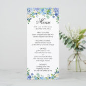 Carte de menu Mariage Blue Hydrangea Floral Greene (Debout devant)