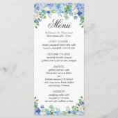 Carte de menu Mariage Blue Hydrangea Floral Greene (Devant)