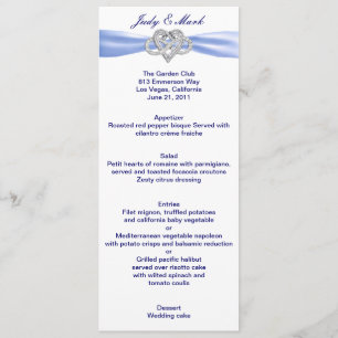 Carte de menu Mariage Blue Infinity Heart