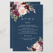Carte de menu Mariage Blush Gold Blush de la Marin (Devant / Derrière)
