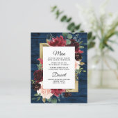 Carte de menu Mariage Blush Gold Blush de la Marin (Debout devant)