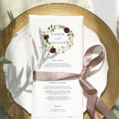 Carte de menu Mariage Blush Romance