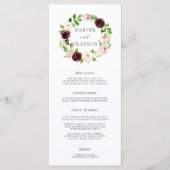 Carte de menu Mariage Blush Romance (Devant)