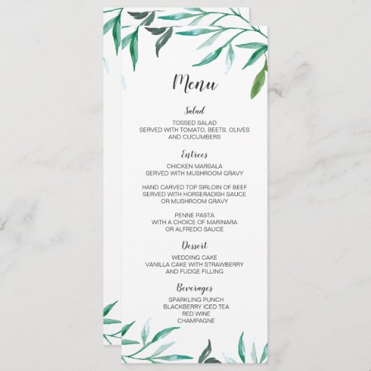 Carte de menu Mariage Boho à deux côtés (Devant / Derrière)
