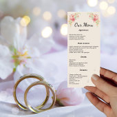 Carte de menu Mariage Boho blanc