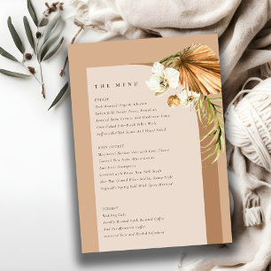 Carte de menu Mariage Boho Dry Palm Rust Floral Ar