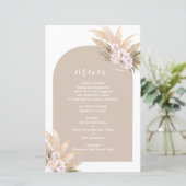 Carte de menu mariage Boho Pampas Grass Arche (Debout devant)