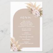 Carte de menu mariage Boho Pampas Grass Arche (Devant)
