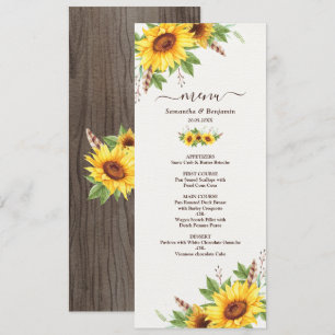 Carte de menu Mariage Boho romantique