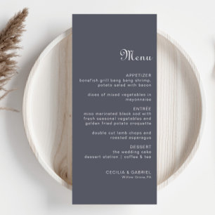Carte de menu Mariage Boho Soirée Simple