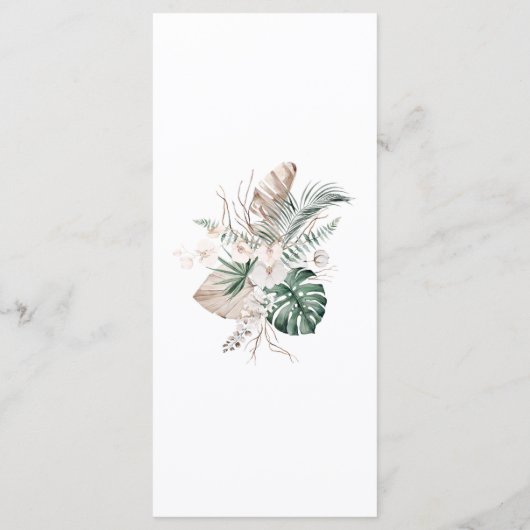 Carte de menu Mariage Boho Tropical Orchid & Monst (Dos)