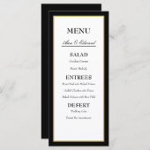 Carte de menu Mariage Bordure d'or noir (Devant / Derrière)