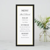 Carte de menu Mariage Bordure d'or noir (Debout devant)