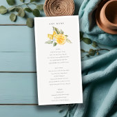 Carte de menu Mariage botanique au citron minimal