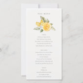 Carte de menu Mariage botanique au citron minimal (Devant)