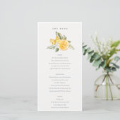 Carte de menu Mariage botanique au citron minimal (Debout devant)