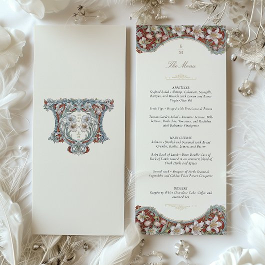 Carte de menu Mariage botanique élégante