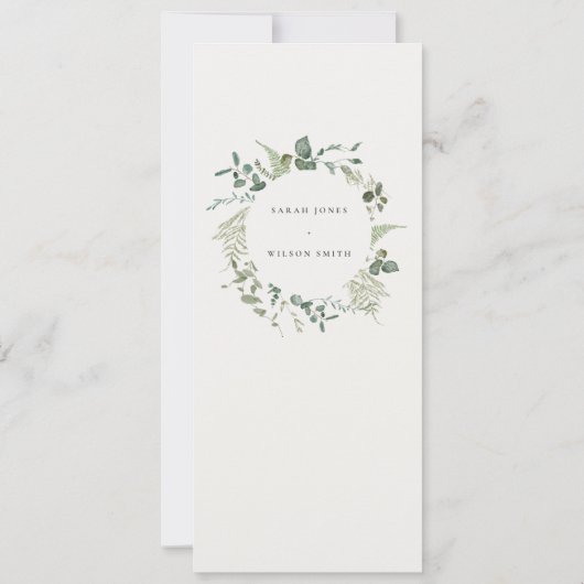 Carte de menu Mariage Botanique Eucalyptus Waterco (Dos)