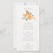Carte de menu Mariage botanique minimal orange (Devant)
