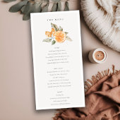 Carte de menu Mariage botanique minimal orange