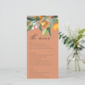 Carte de menu Mariage Botanique Orange Citrus roui (Debout devant)
