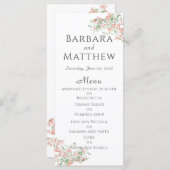 Carte de menu Mariage Botanique Rose et Boho Vert (Devant / Derrière)