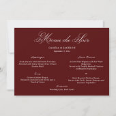 Carte de Menu Mariage Bourgogne Opéra Dramatique (Devant)