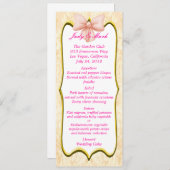Carte de menu Mariage Bow rose (Devant / Derrière)