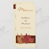 Carte de menu Mariage Brown orange ivoire séchée F (Devant / Derrière)