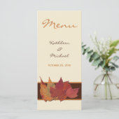 Carte de menu Mariage Brown orange ivoire séchée F (Debout devant)