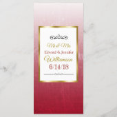 Carte de menu Mariage Burgundy et Gold Elegant (Dos)
