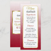 Carte de menu Mariage Burgundy et Gold Elegant (Devant / Derrière)