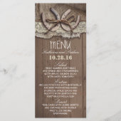 carte de menu mariage campagnard rustique (Devant)