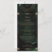 Carte de menu Mariage Celestiald Emerald Gold Moon (Devant)