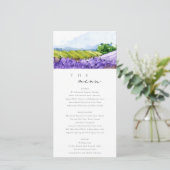 Carte de menu Mariage Chic Lavande Aquarelle (Debout devant)
