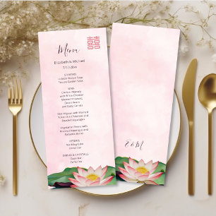 Carte de menu Mariage chinois Lotus Watercolor