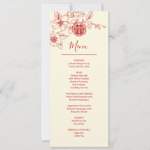 Carte de menu Mariage chinois Magnolia