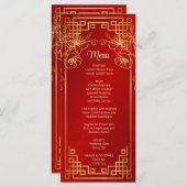 Carte de menu Mariage chinois Red Cherry Blossom (Devant / Derrière)