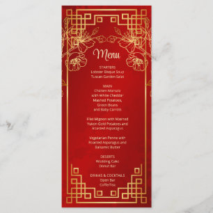 Carte de menu Mariage chinois Red Cherry Blossom