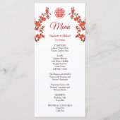 Carte de menu Mariage chinois Red Cherry Blossom (Devant)