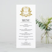 Carte de menu Mariage classique Gold Crest (Debout devant)