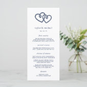Carte de menu Mariage Coeurs noués (Debout devant)