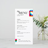 Carte de menu mariage Color Pop (Debout devant)