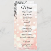Carte de menu Mariage Coral Bokeh décorative (Devant / Derrière)