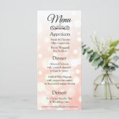 Carte de menu Mariage Coral Bokeh décorative (Debout devant)