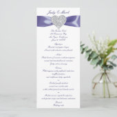 Carte de menu Mariage couleur bleu violet (Debout devant)