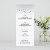 Carte de menu Mariage damassé Silver White (Debout devant)