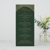 Carte de menu Mariage damassé verte (Debout devant)