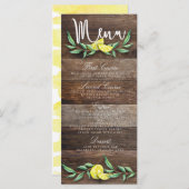 CARTE DE MENU | Mariage d'aquarelle de citron de b (Devant / Derrière)